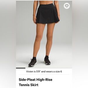 Lululemon Side-Pleat High-Rise Tennis Skirt - Black